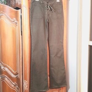 La Brigata International Women's 6  boho pants. Lace up flair botton oli…